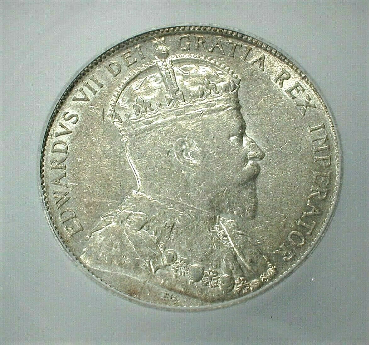 1910 Canada Silver 50 Cents Icg Au53 Condition Edwardian Leaves (007)