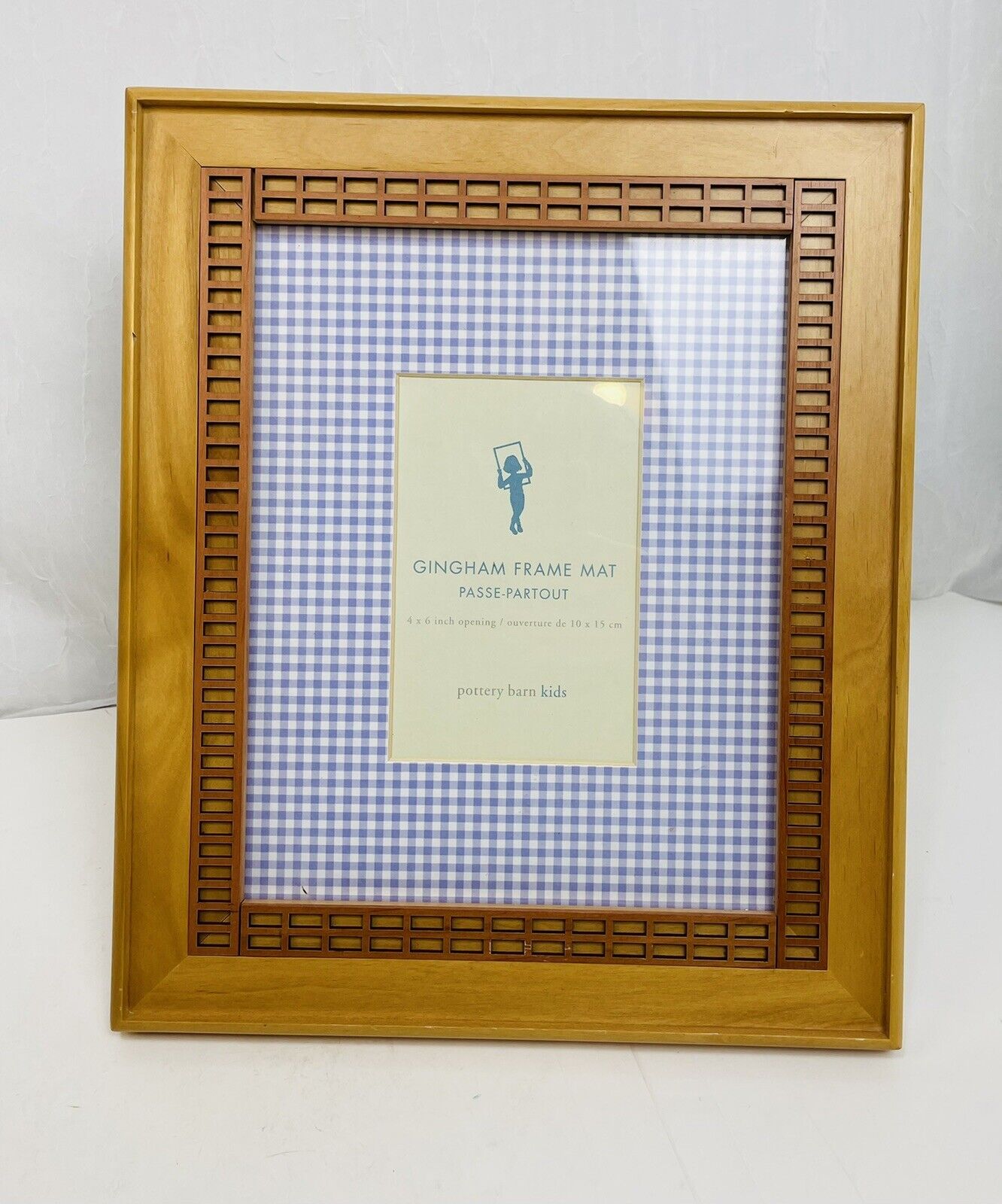 Pottery Barn Kids Purple Gingham Picture Frame 4 X 6 Mat In Cut Out Frame
